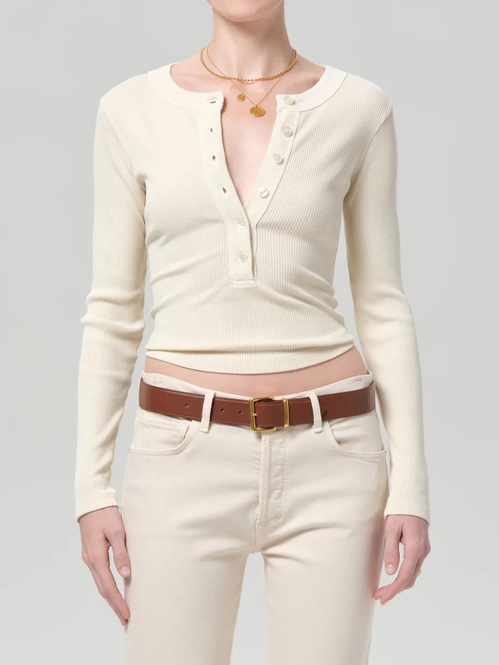 Citizens Of Humanity Varra Henley Top in Dune
Size L Color Dune